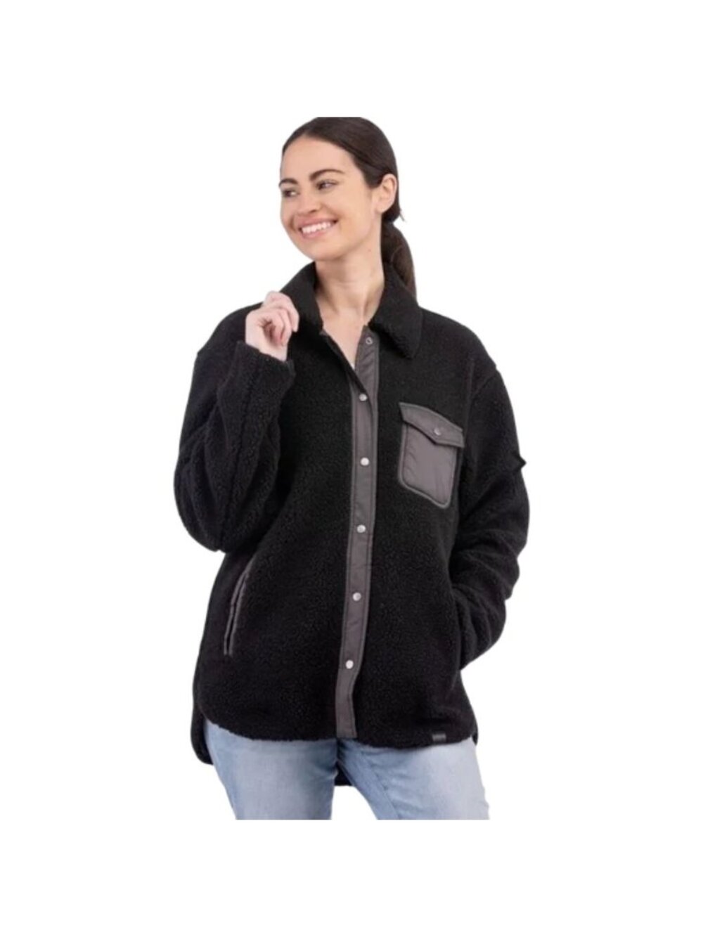LIV Outdoor Sherpa Shacket Black Women's Size Extra Small New with tag